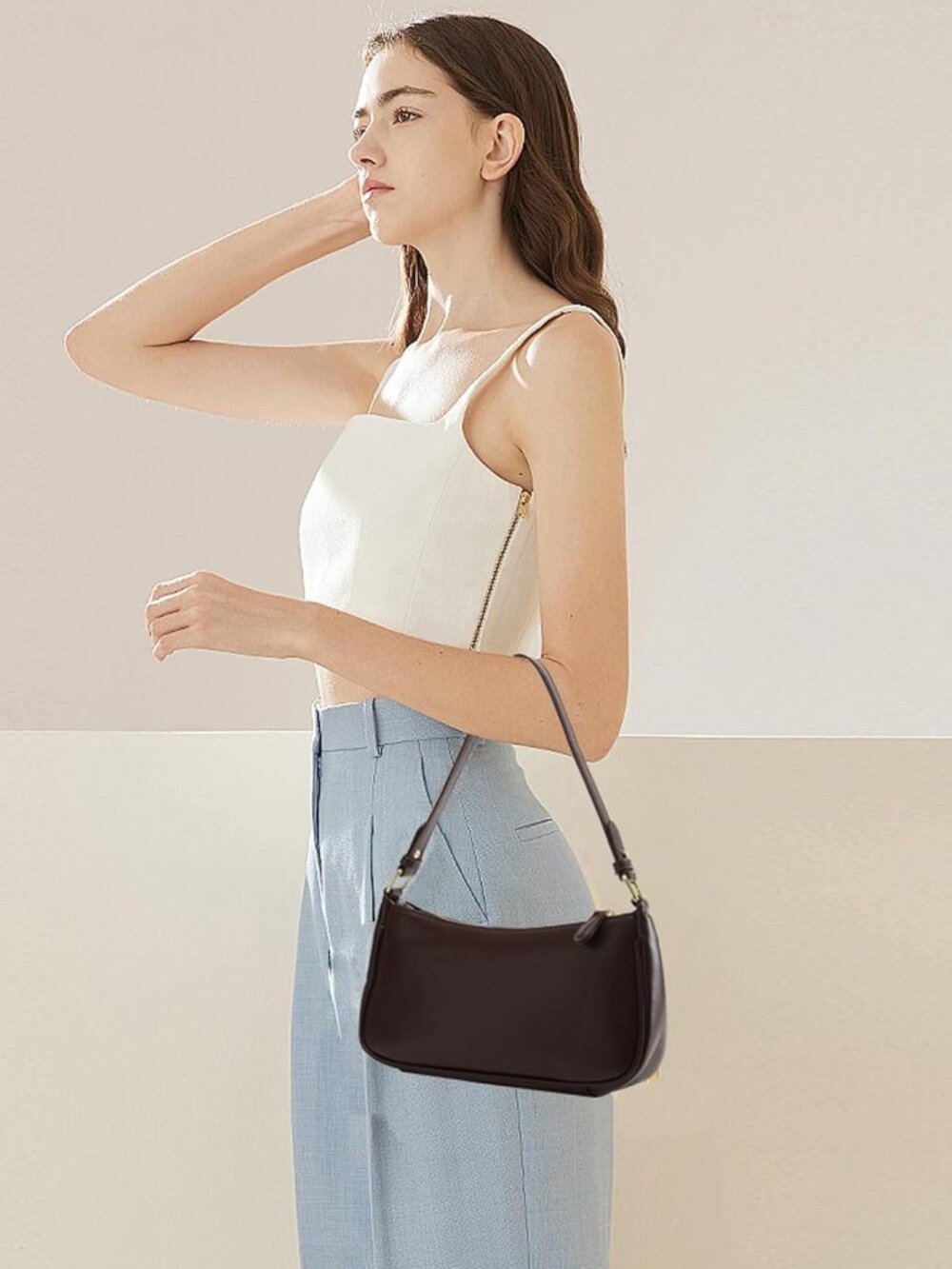 Crescent Shoulder Bag for Women Trendy Tote Handbag Purse Vegan Leather Clutch H - Picture 2 of 7